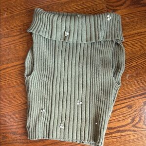 Zara Olive Ribbed Knit Skirt